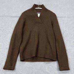 Patagonia Lambswool Shawl Sweater Women's Medium Brown Pure Wool Knit Pullover